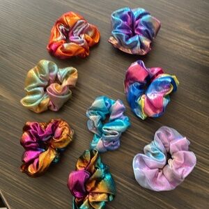 💖Band New Shimmery Multicolored Hair Scrunchies. Set of 8 total.